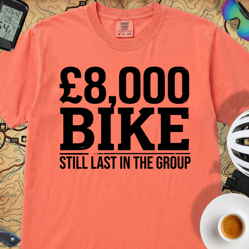 8K Bike Still Last T‑Shirt — Bright Salmon