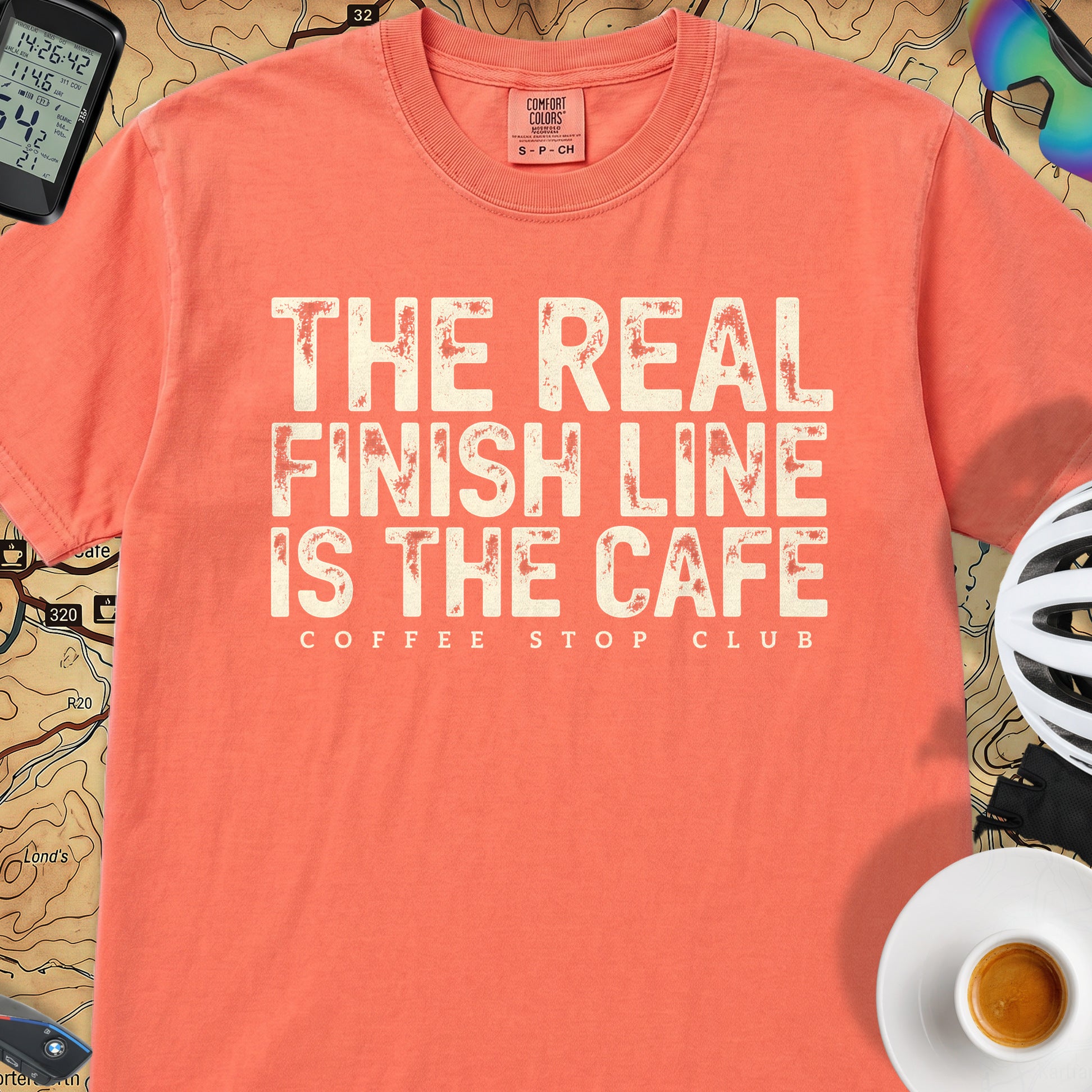 The Real Finish Line T‑Shirt — Bright Salmon