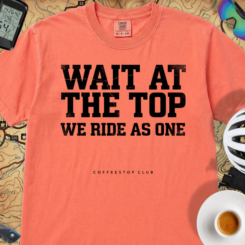 Wait at the Top T‑Shirt — Bright Salmon