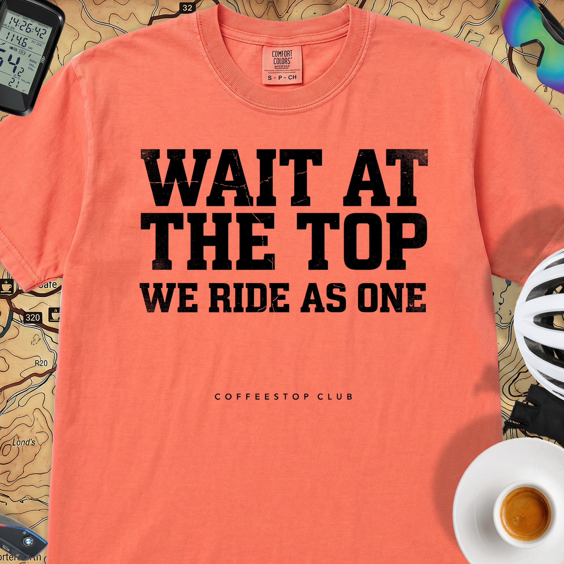 Wait at the Top T‑Shirt — Bright Salmon