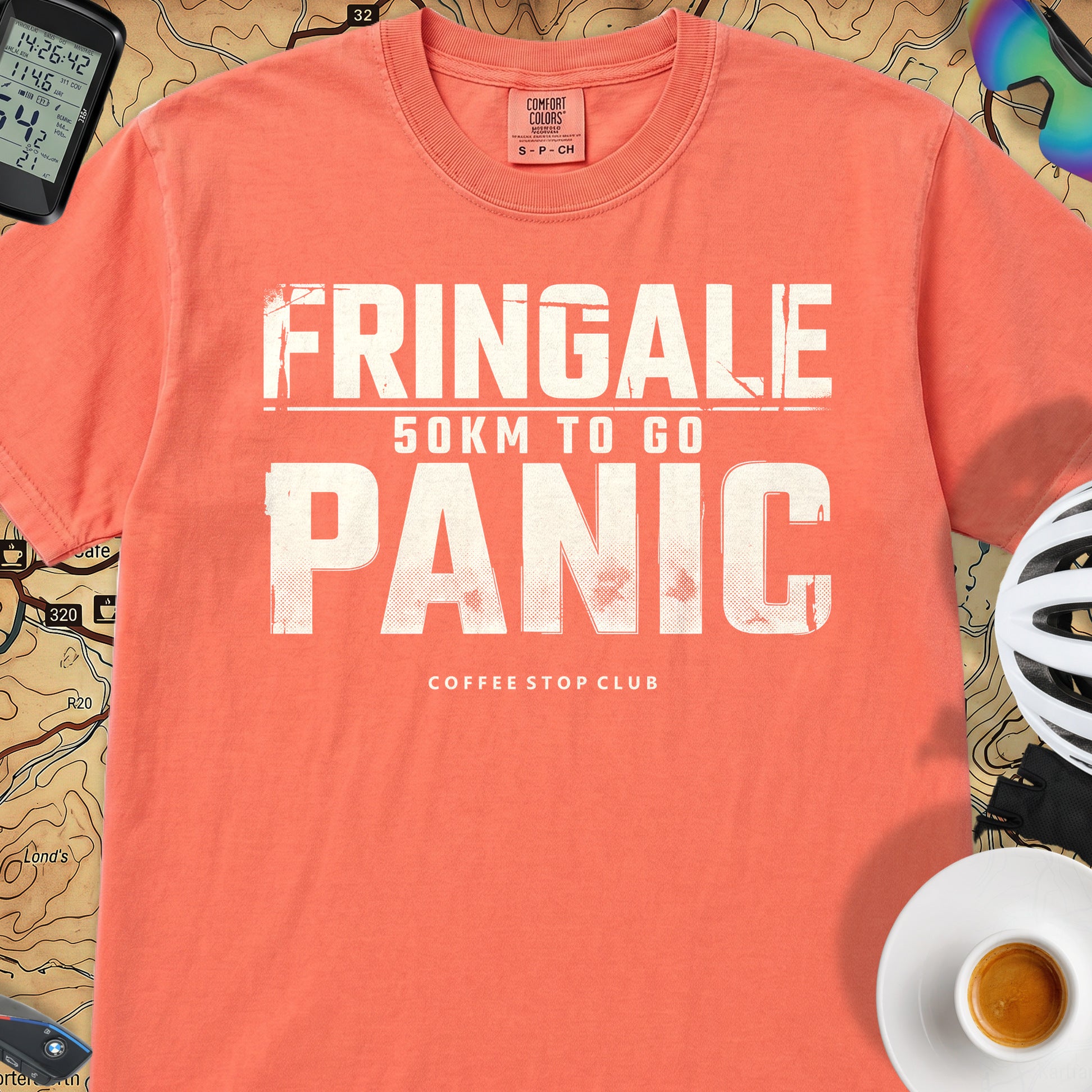 Fringale Bonk Tour T‑Shirt — Bright Salmon