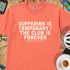 Suffering is Temporary Cycling T‑Shirt — Bright Salmon
