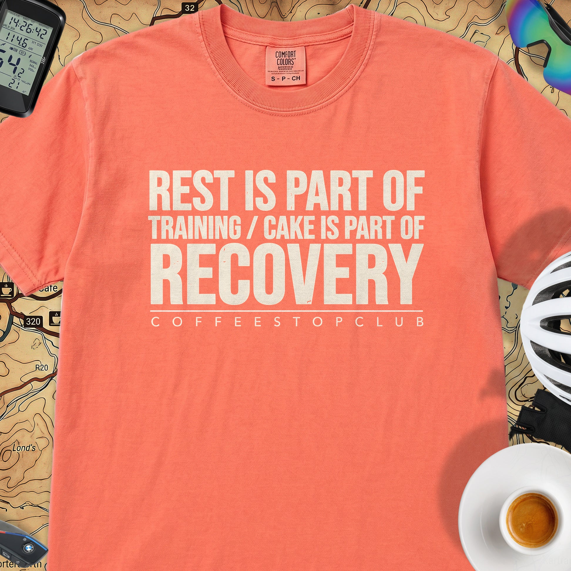 Rest is Recovery T‑Shirt — Bright Salmon