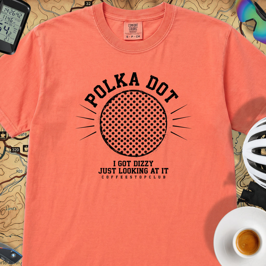 Polka Dot Yellow Cycling T-Shirt — Bright Salmon