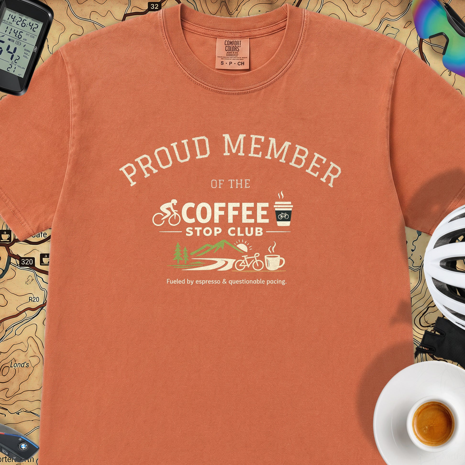  Proud Member Coffee Stop Club T-Shirt — Burnt Orange