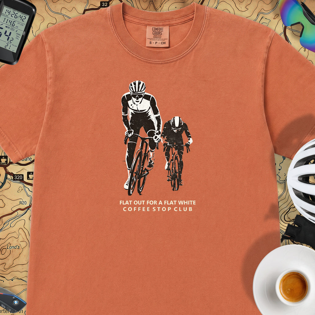 Flat Out 4 Flat White T-Shirt — Burnt Orange