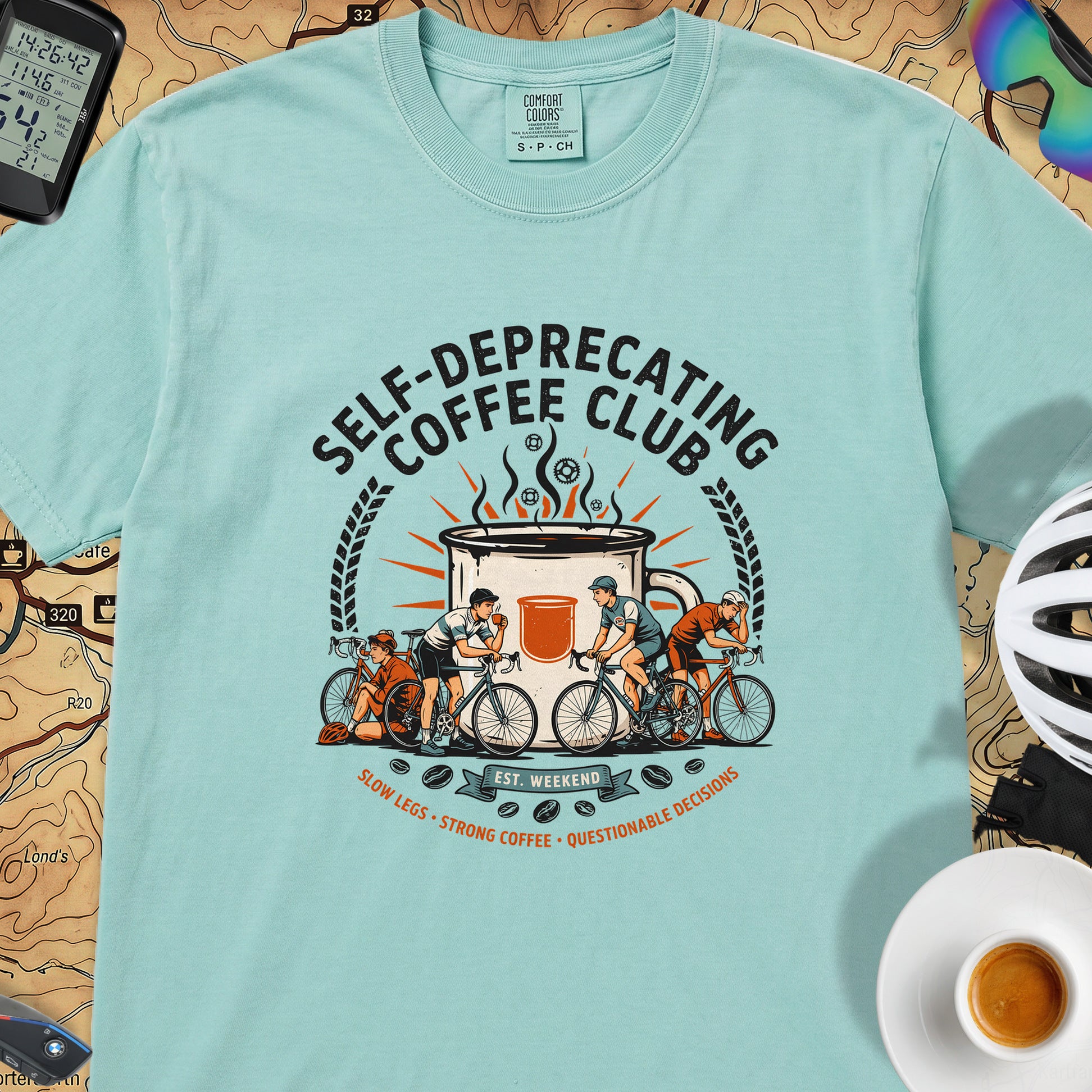 Self-Deprecating Cyclist T-Shirt — Chalky Mint
