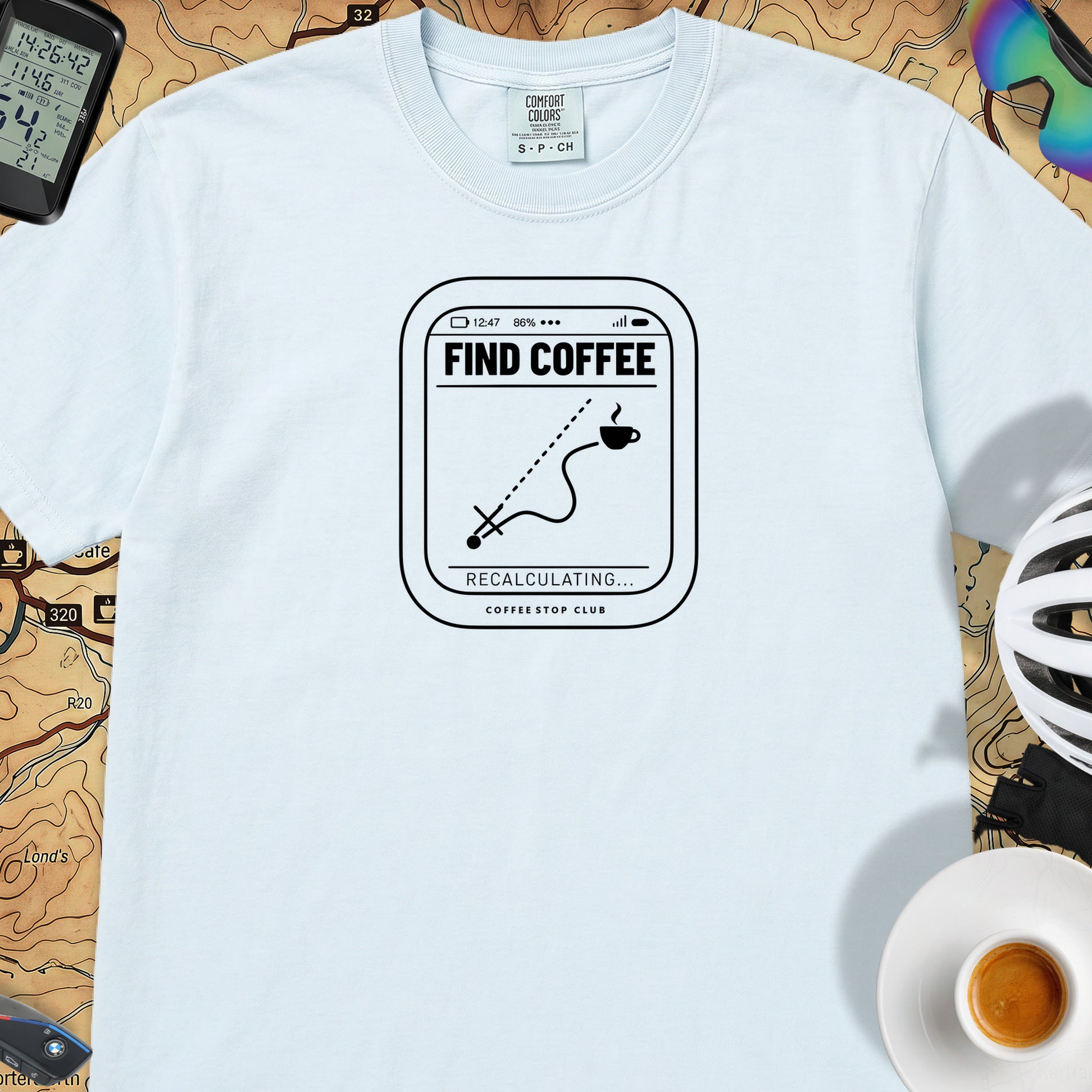 Recalculating For Coffee T-Shirt — Chambray