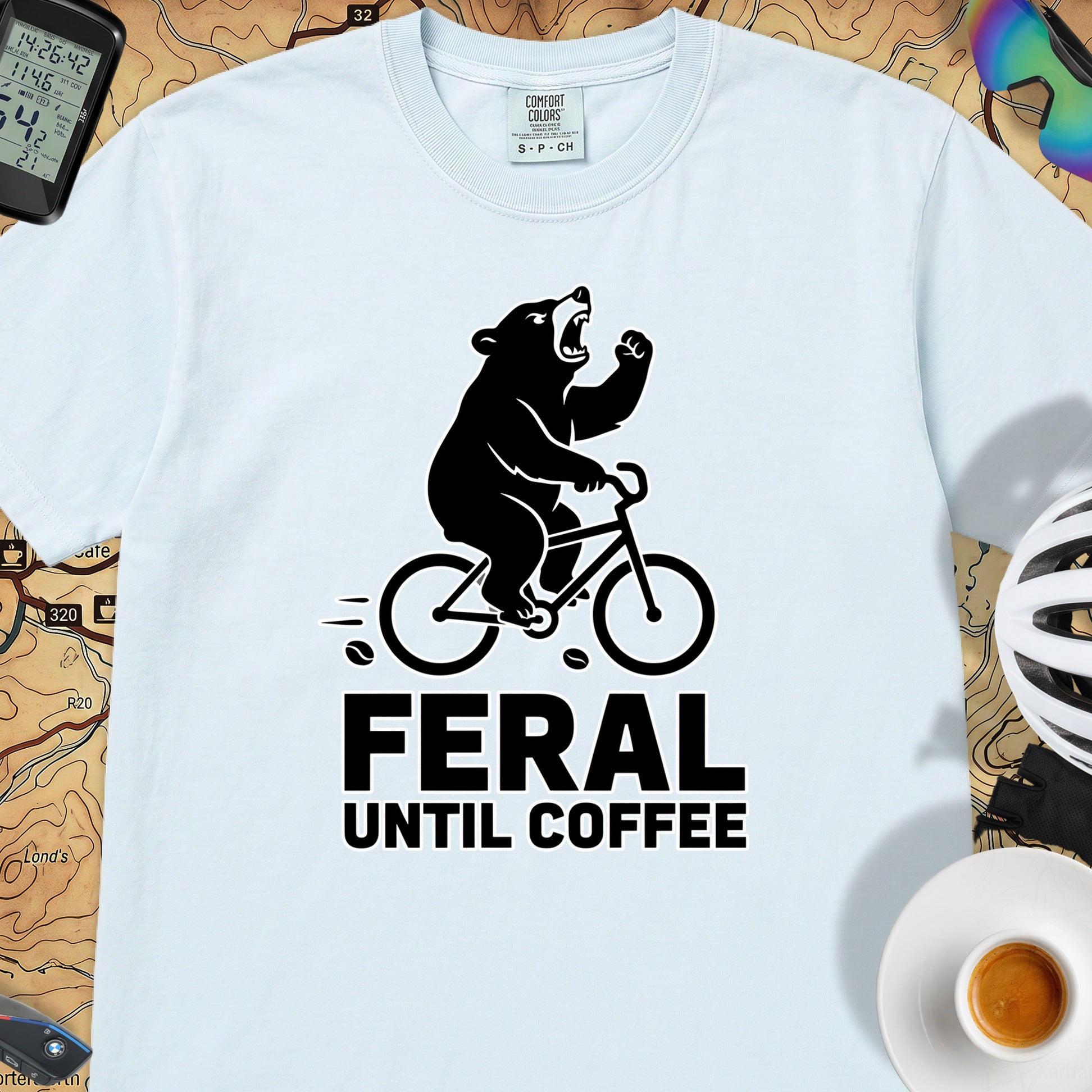 Feral Until Coffee T-Shirt — Chambray