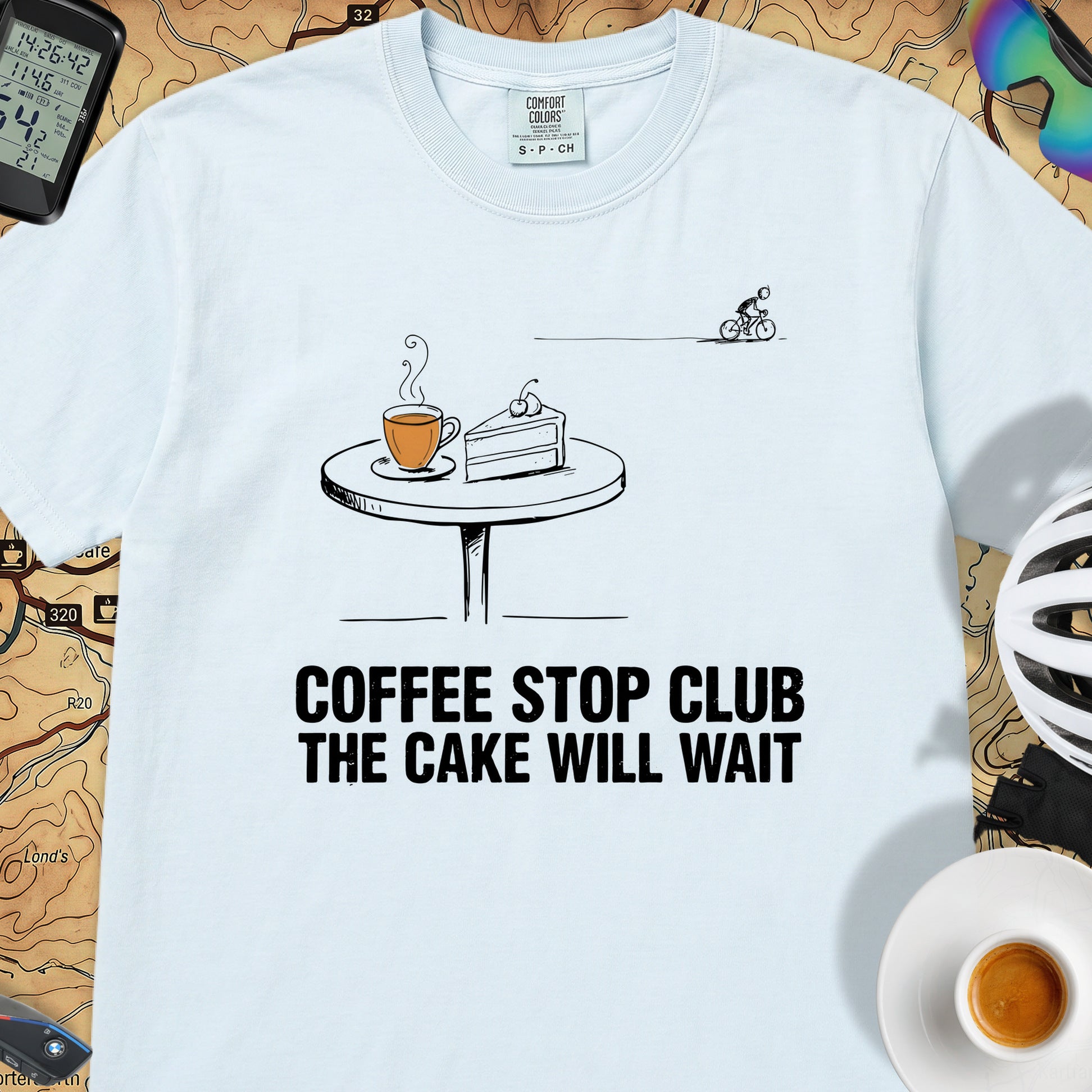 Cake Will Wait Cycling T-Shirt — Chambray