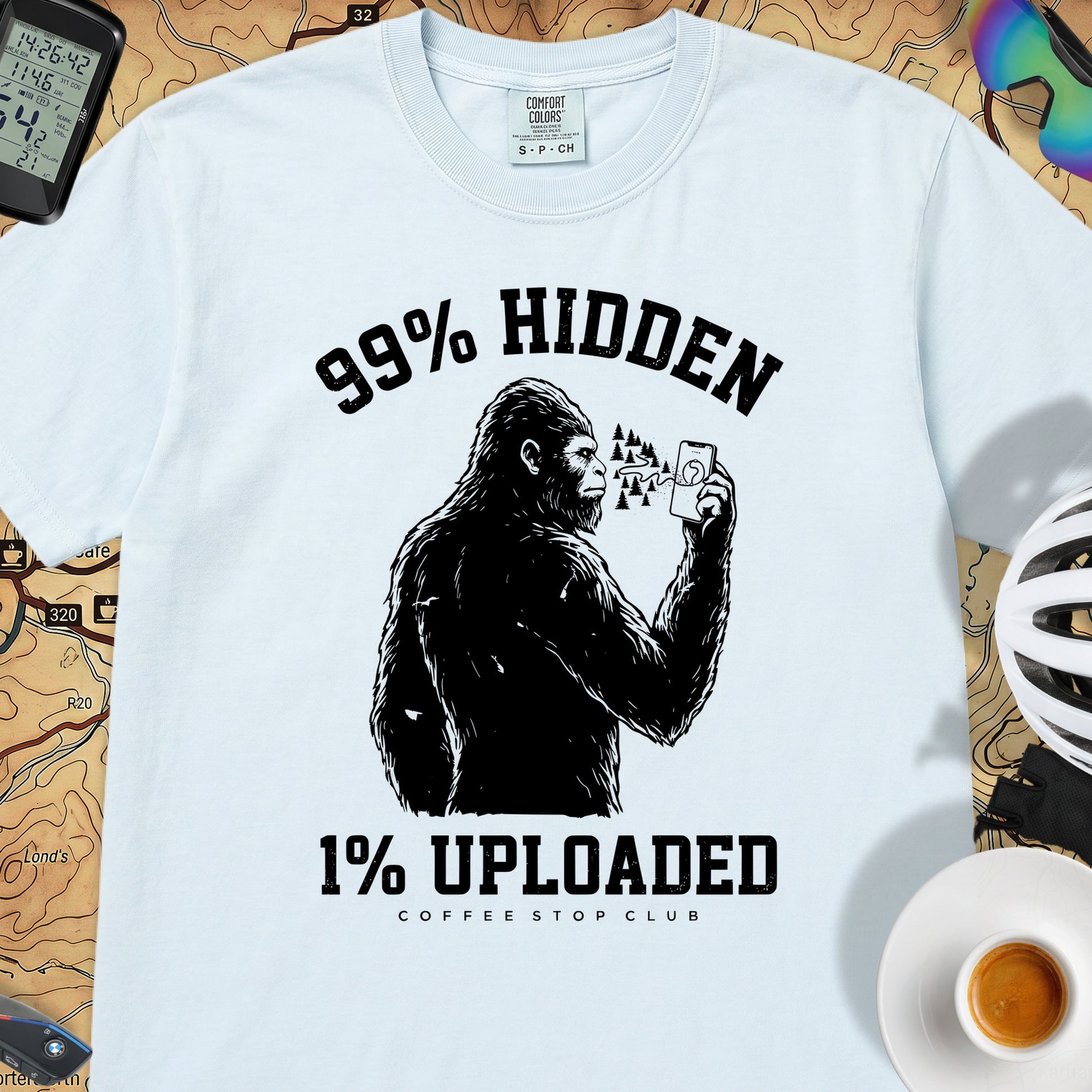 99% Hidden 1% Uploaded Cycling T-Shirt — Chambray