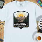 It's Mostly Downhill From Here Cycling T-Shirt — Chambray