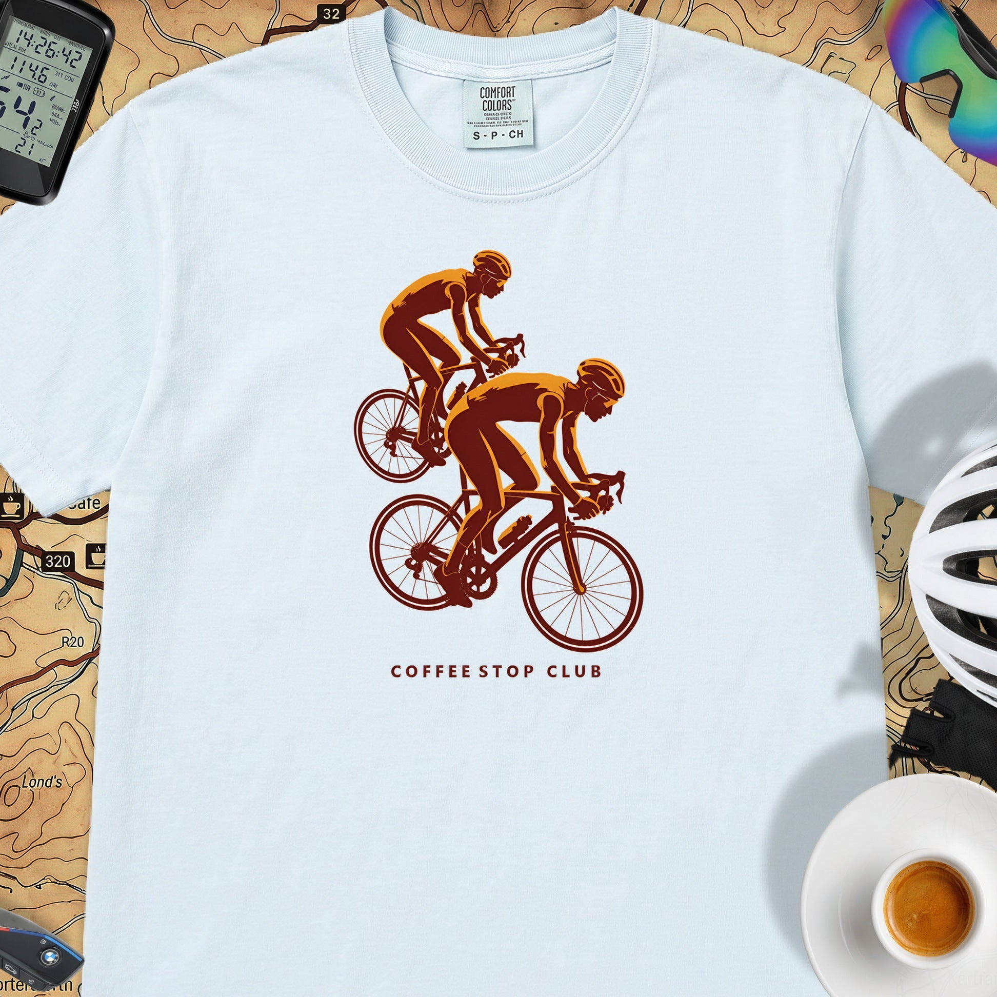 Duo Ride Coffee Stop Club T-Shirt — Chambray