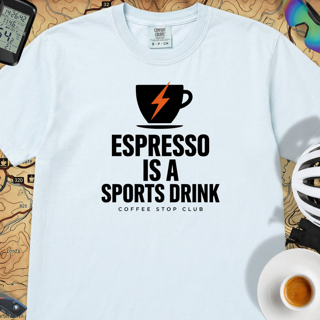 Espresso Is A Sports Drink Cycling T-Shirt — Chambray