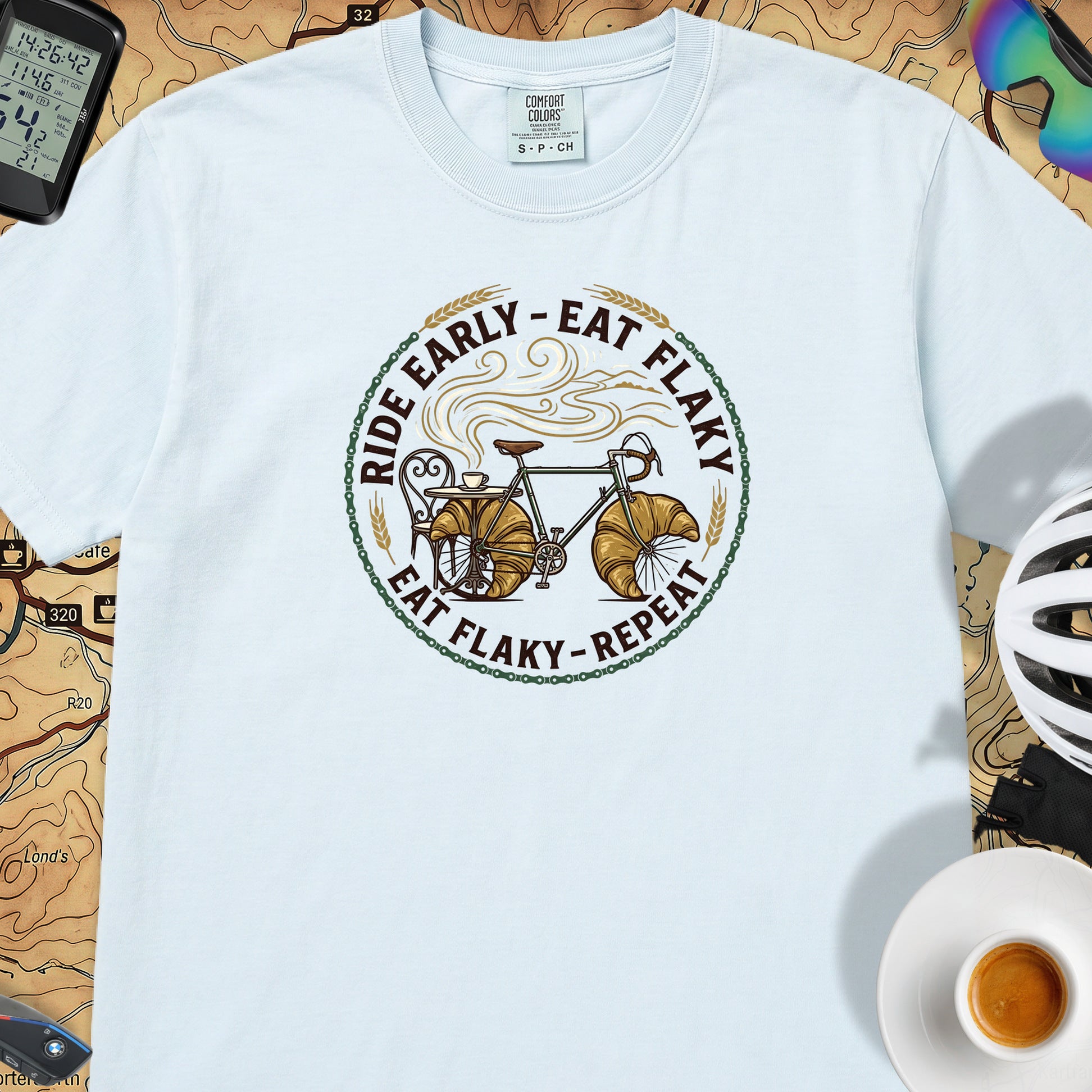 Ride Early Eat Flaky T-Shirt — Chambray