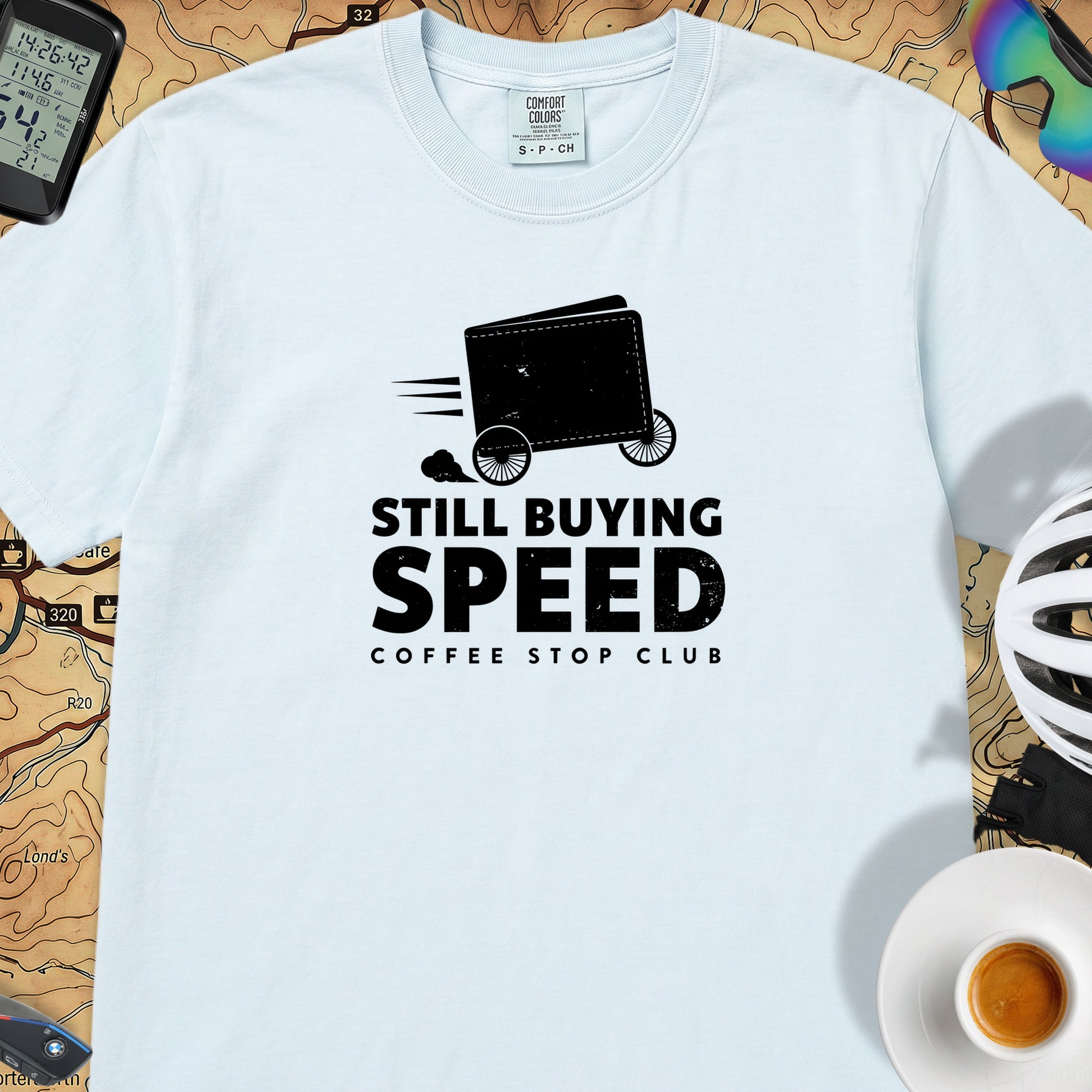 Still Buying Speed Cycling T-Shirt — Chambray