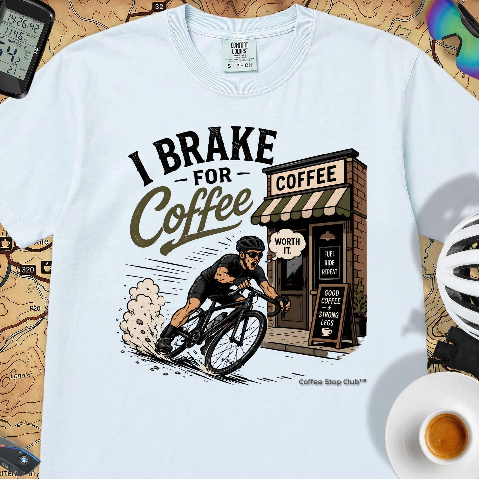 Big Brake For Coffee T-Shirt — Chambray