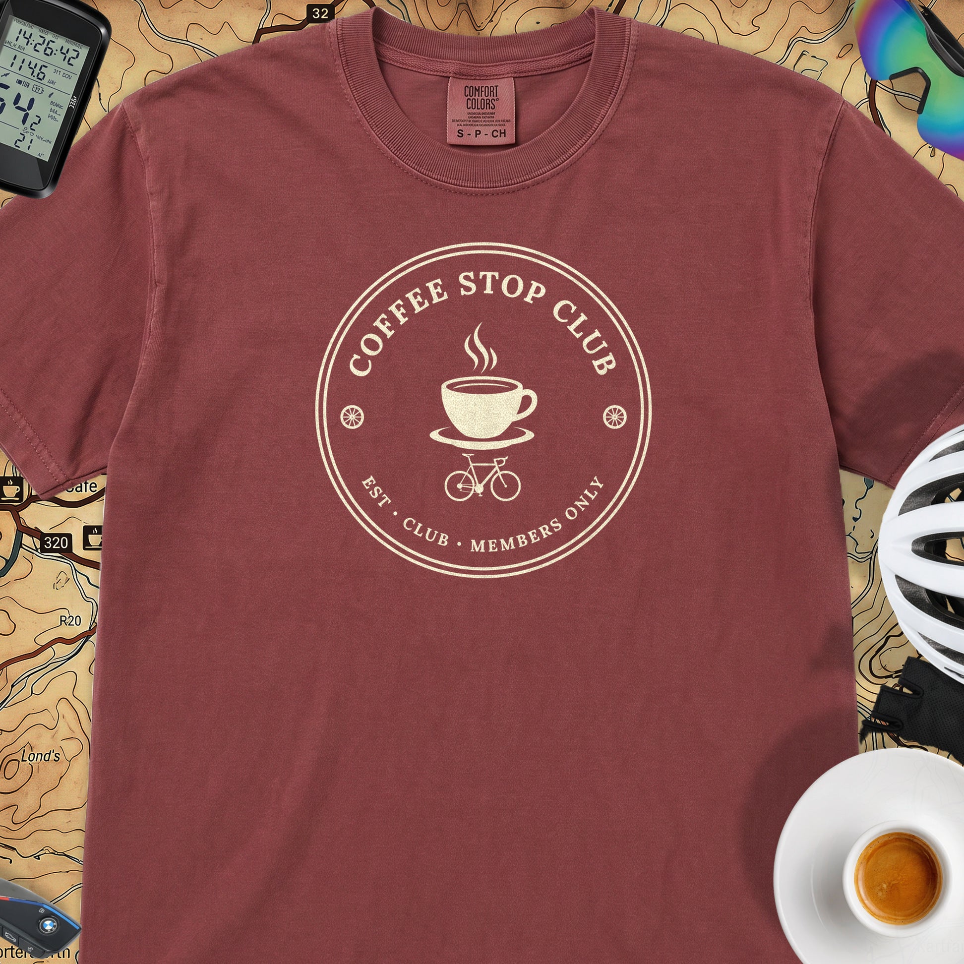 Coffee Stop Club Members Only T-Shirt — Chili