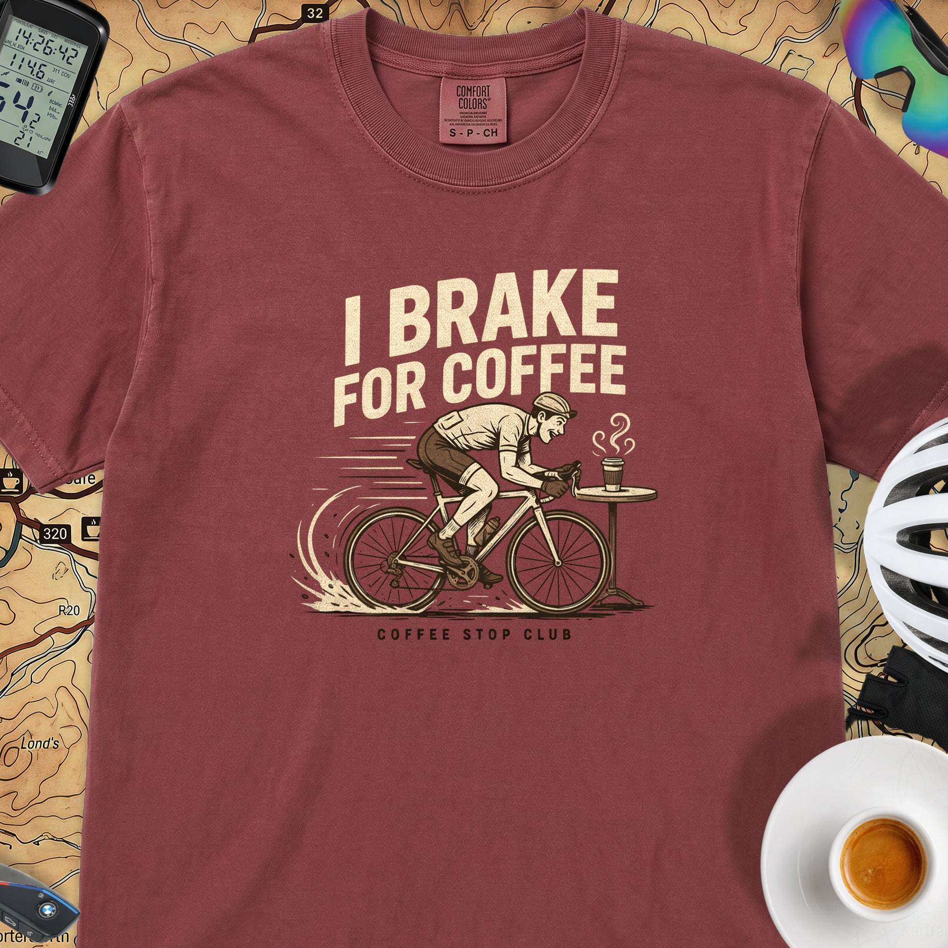 I Brake For Coffee  T-Shirt — Chili