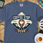 The Coffee Stop Club T‑Shirt — China Blue
