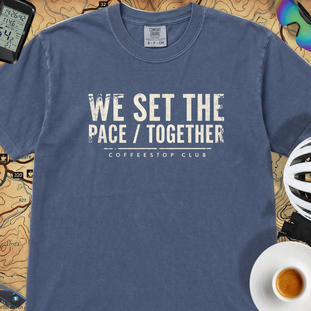 We Set The Pace T‑Shirt — China Blue