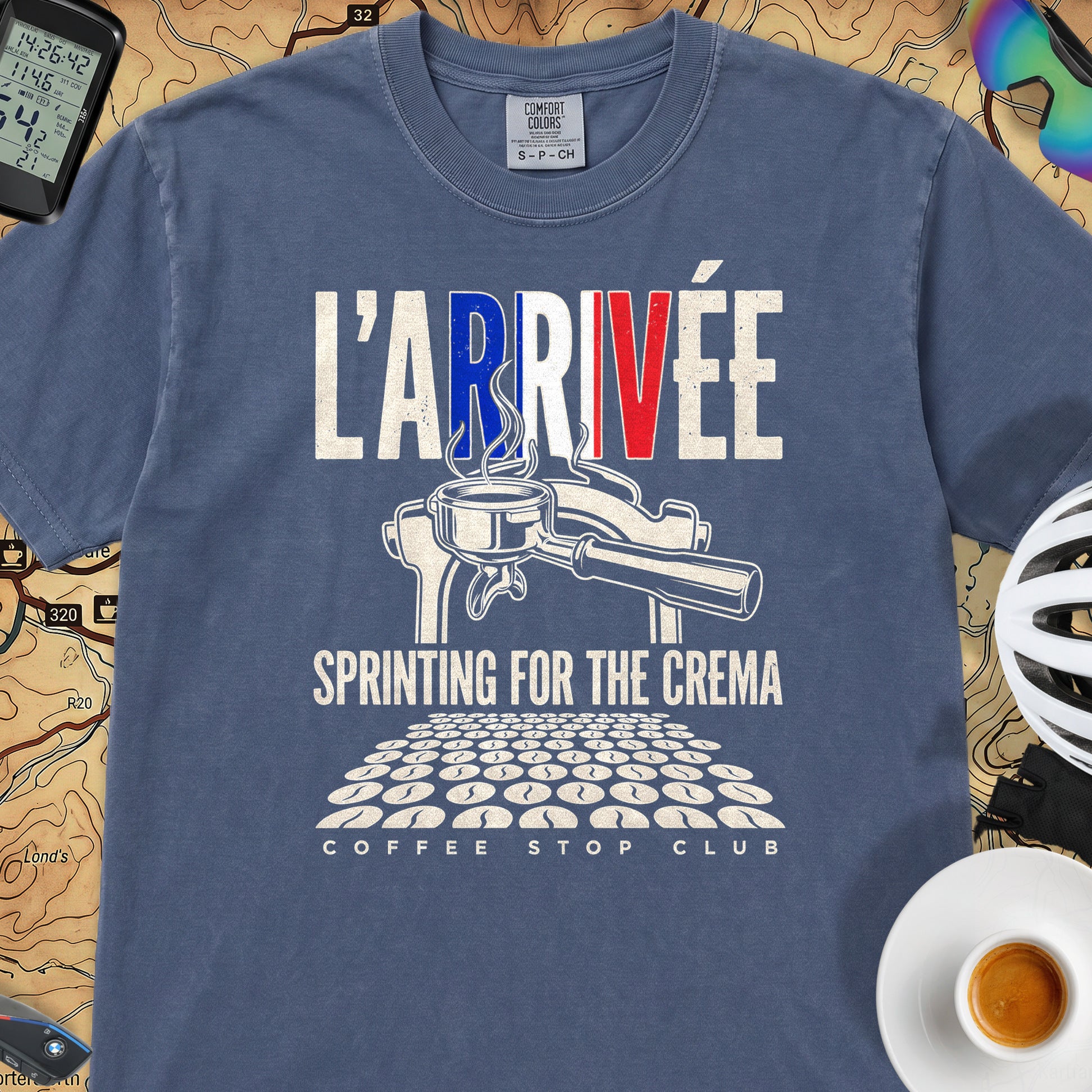 L'Arrivée TdF Cycling T-Shirt — China Blue