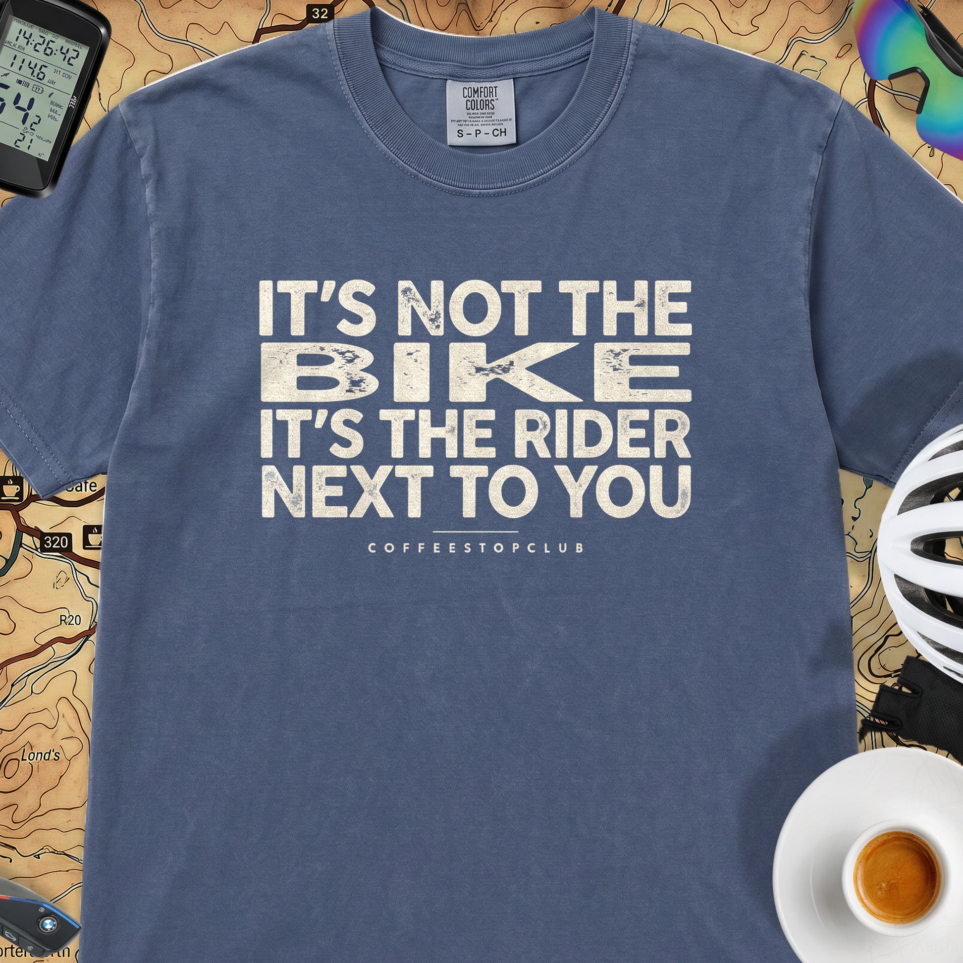 It's Not The Bike T‑Shirt — China Blue