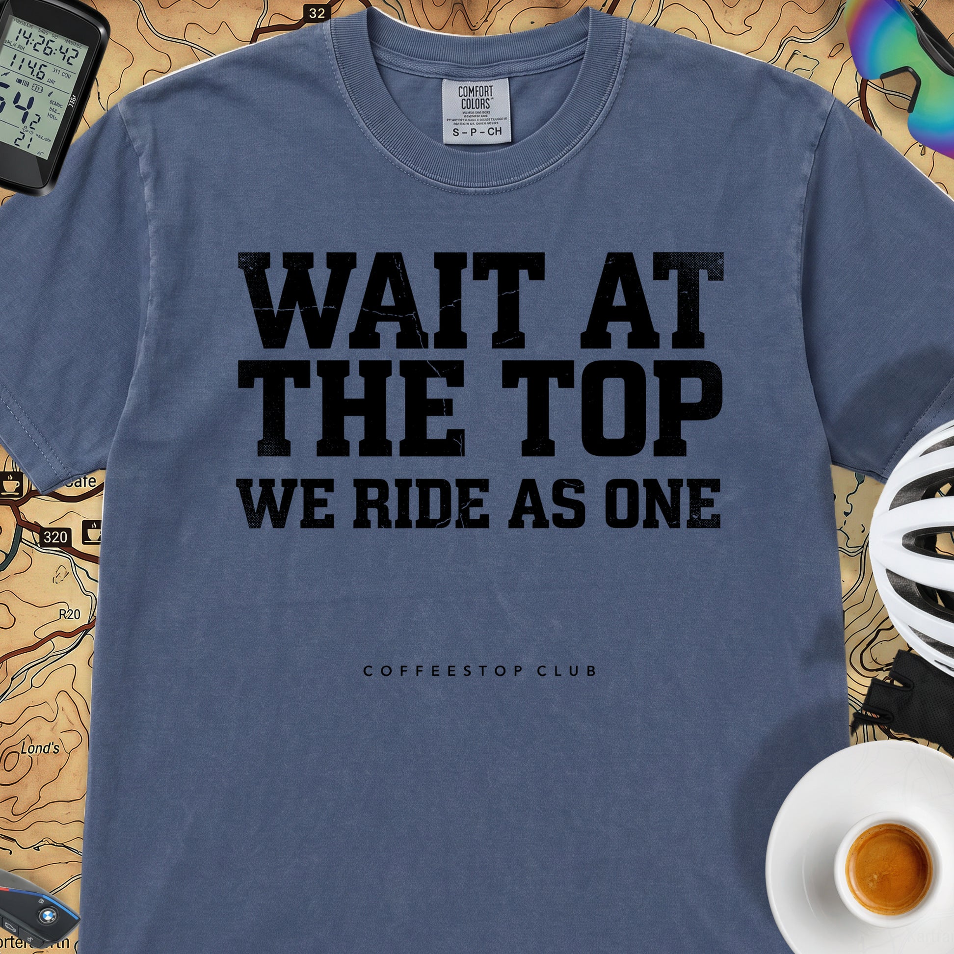 Wait at the Top T‑Shirt — China Blue