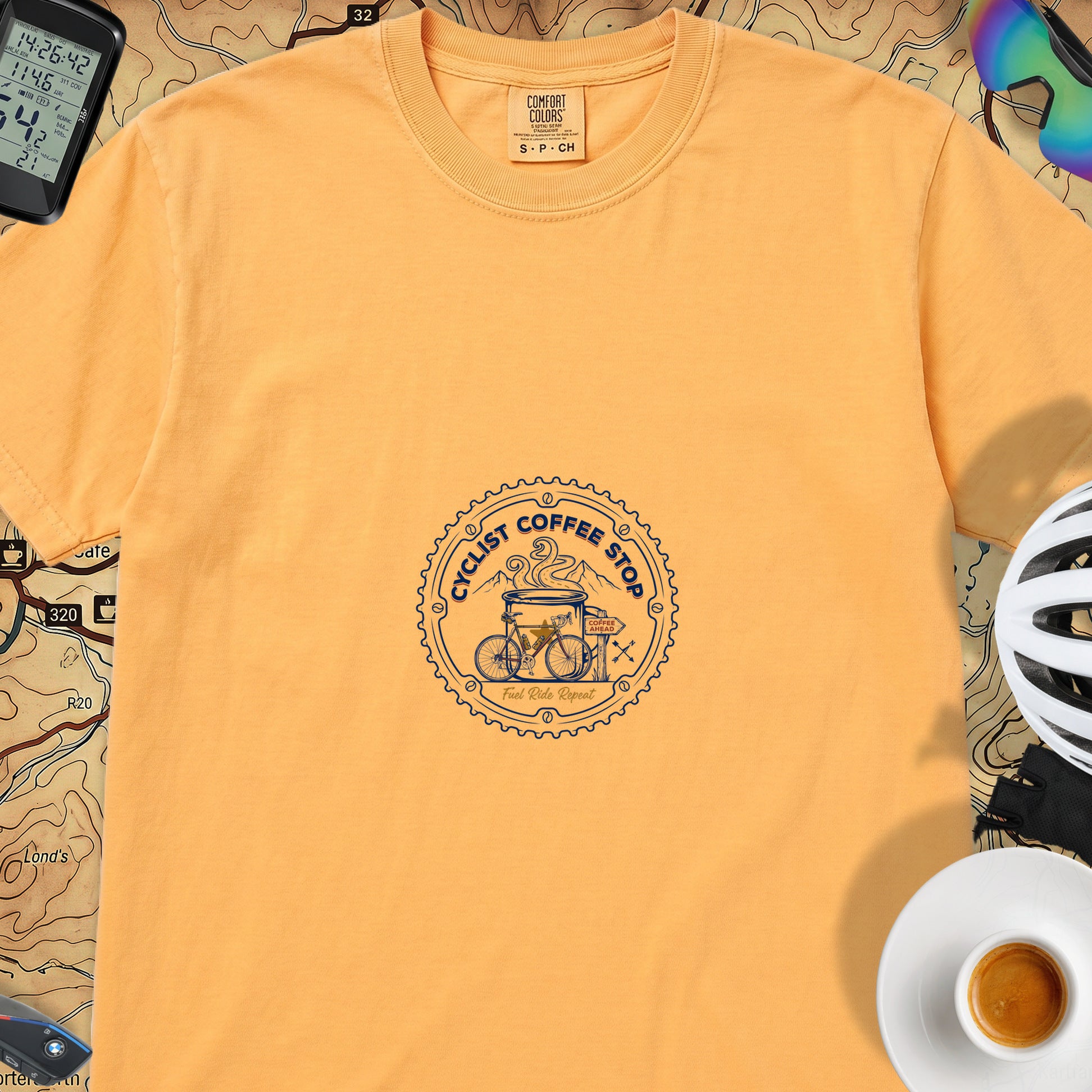 Cyclist Coffee Shop T-Shirt — Citrus