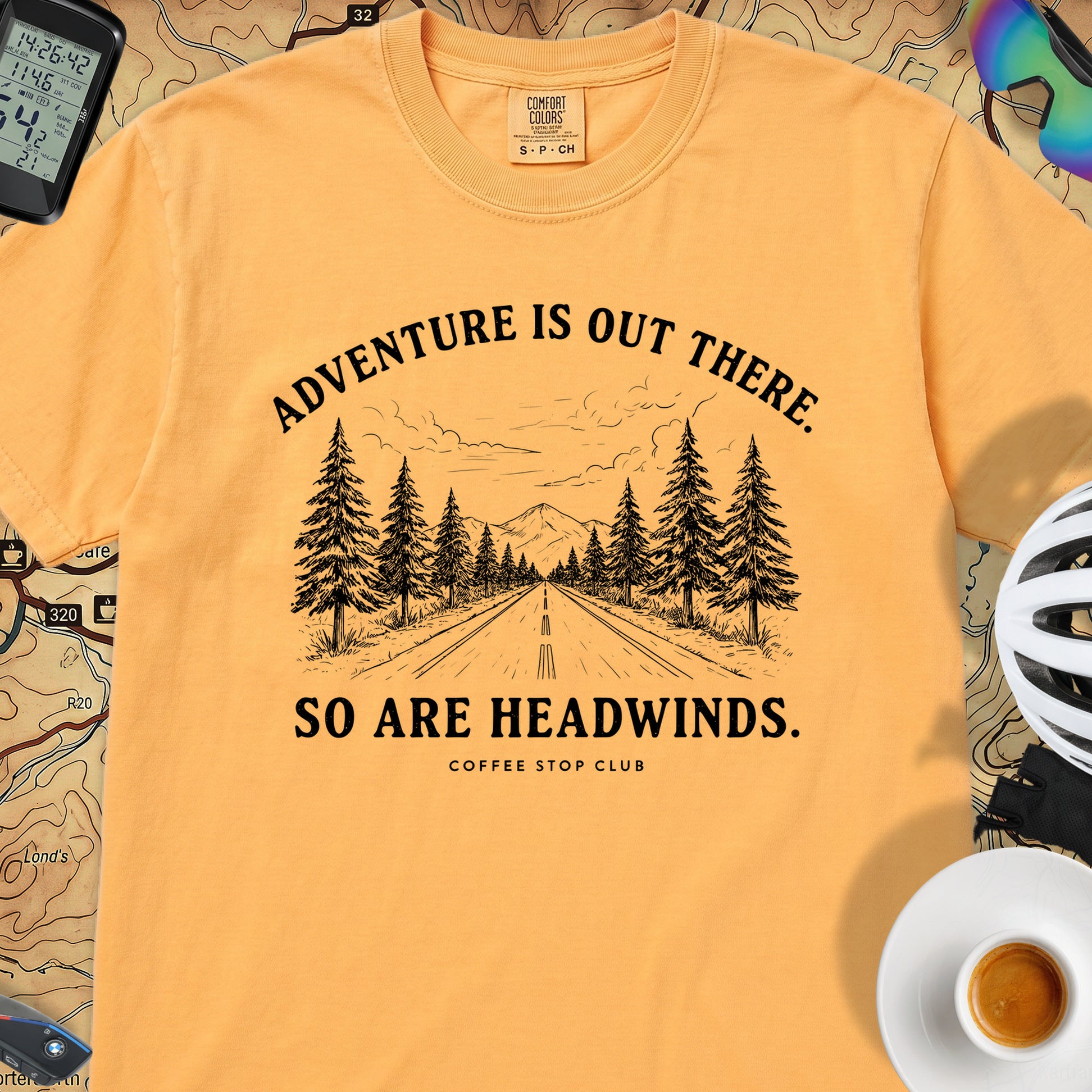 Adventure Is Out There Cycling T-Shirt — Citrus