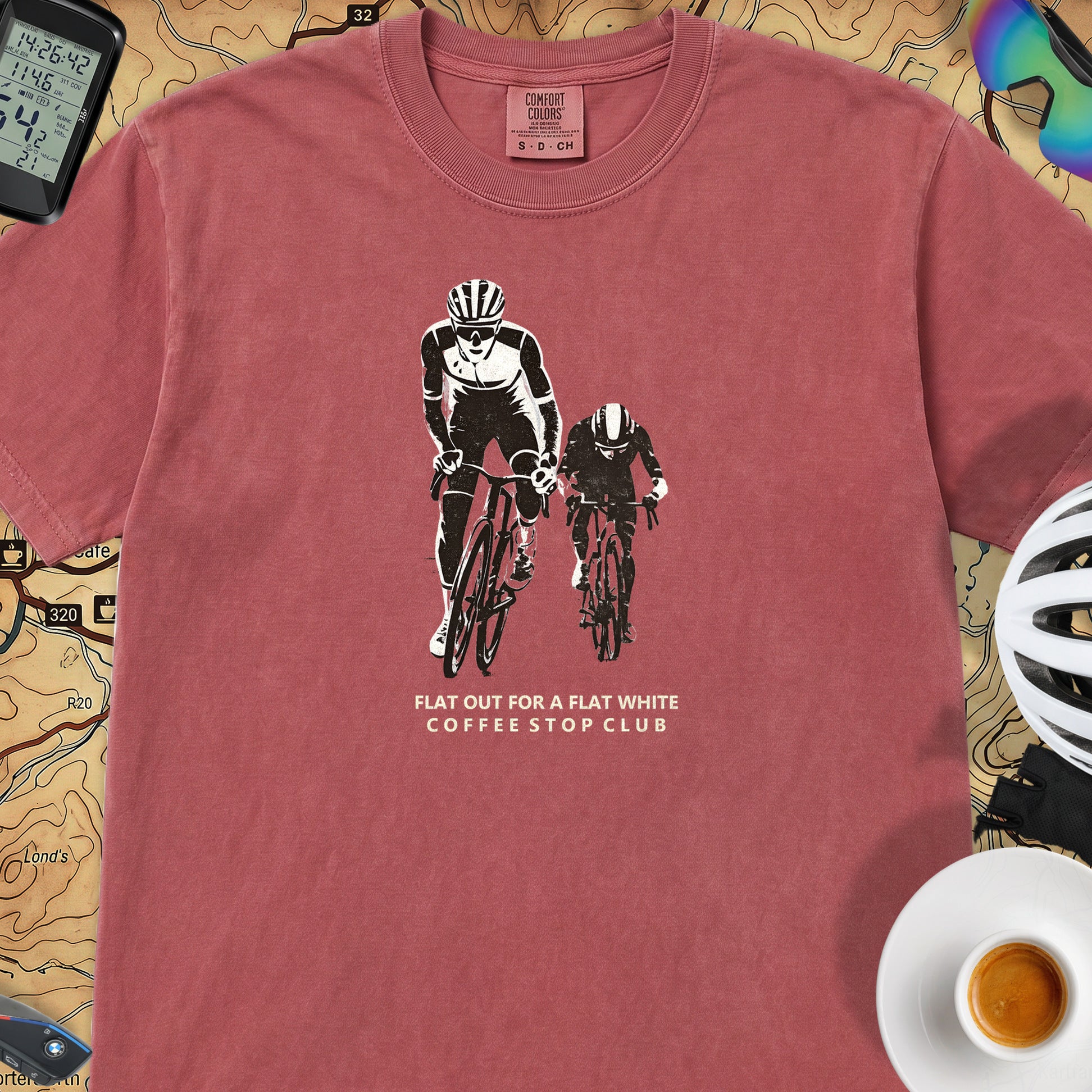 Flat Out 4 Flat White T-Shirt — Crimson