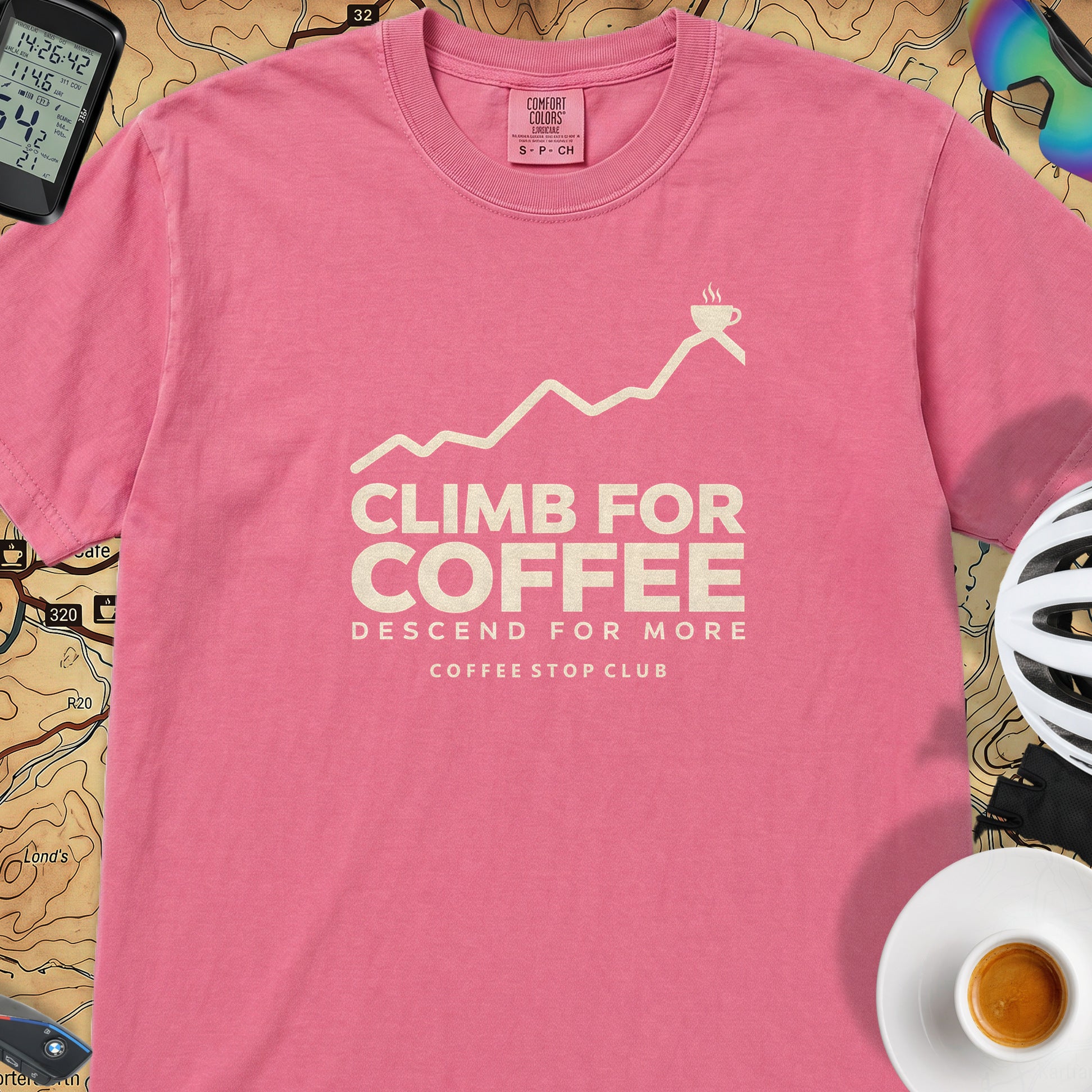 Climb For Coffee T‑Shirt — Crunchberry