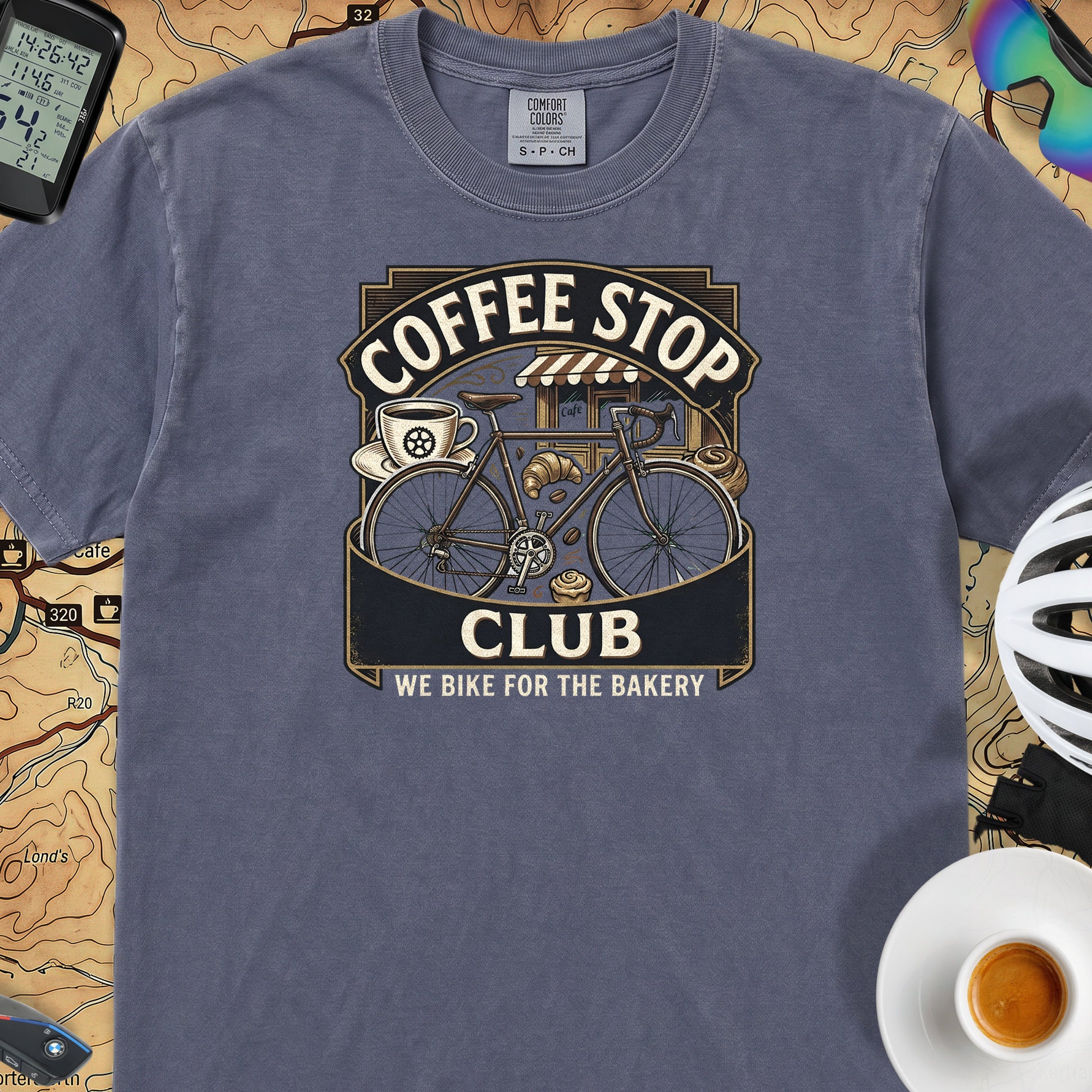 We Ride for the Bakery T-Shirt — Denim