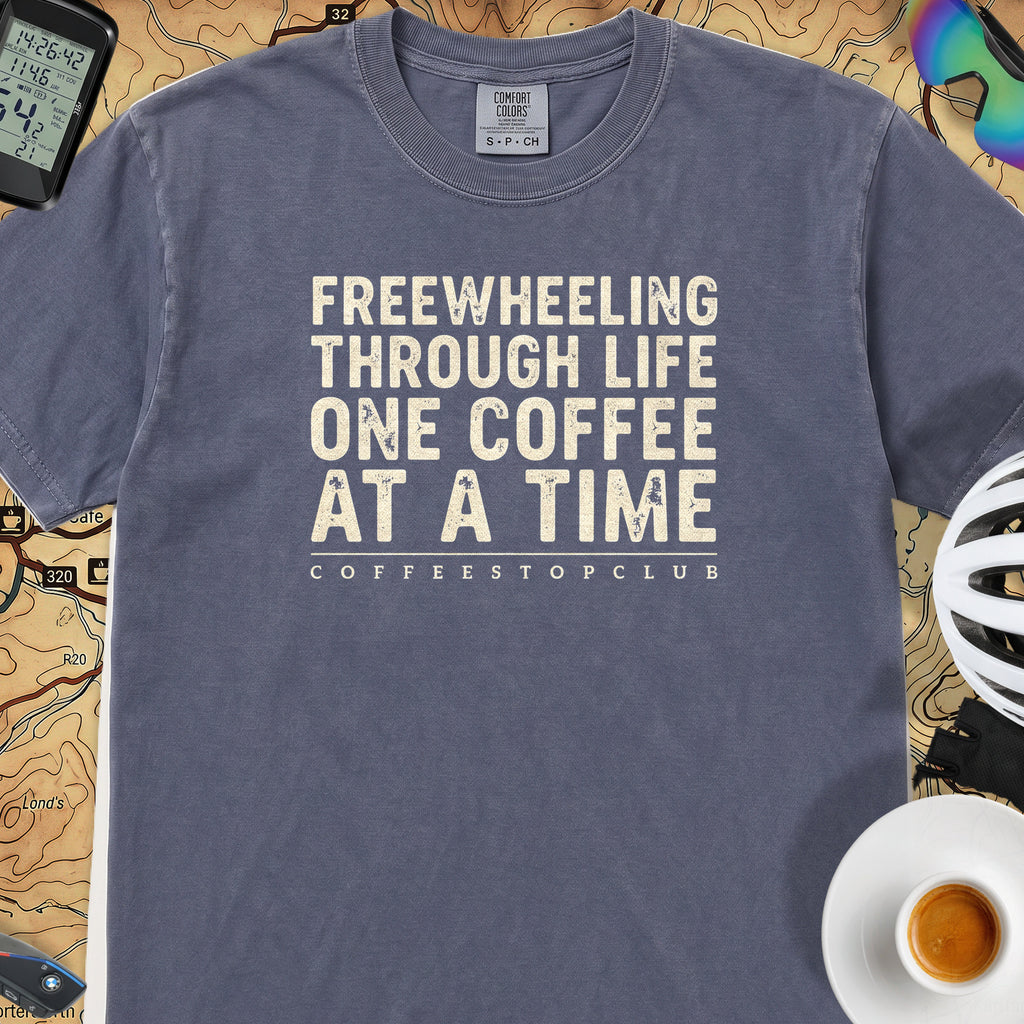 Freewheeling Life T‑Shirt — Denim