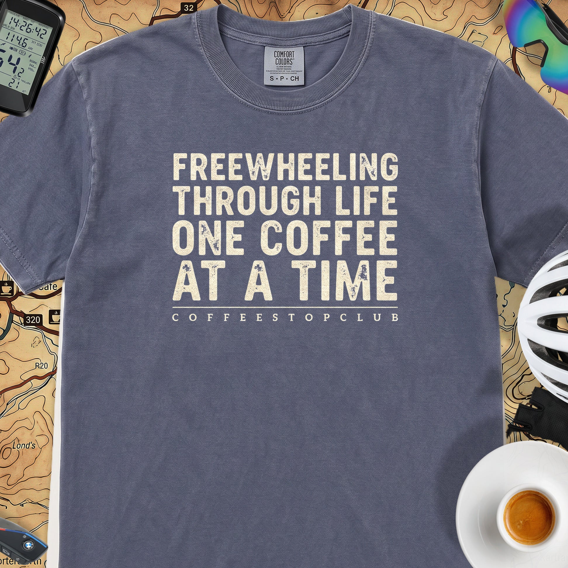 Freewheeling Life T‑Shirt — Denim