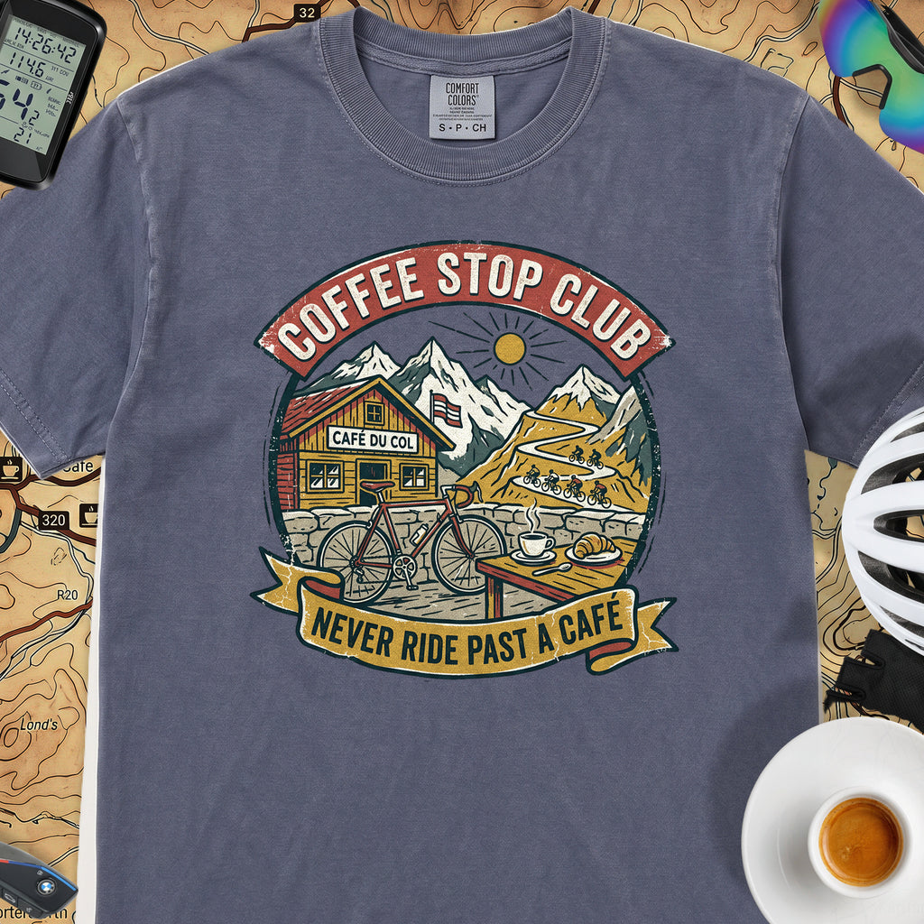 Never Pass a Café T‑Shirt — Denim