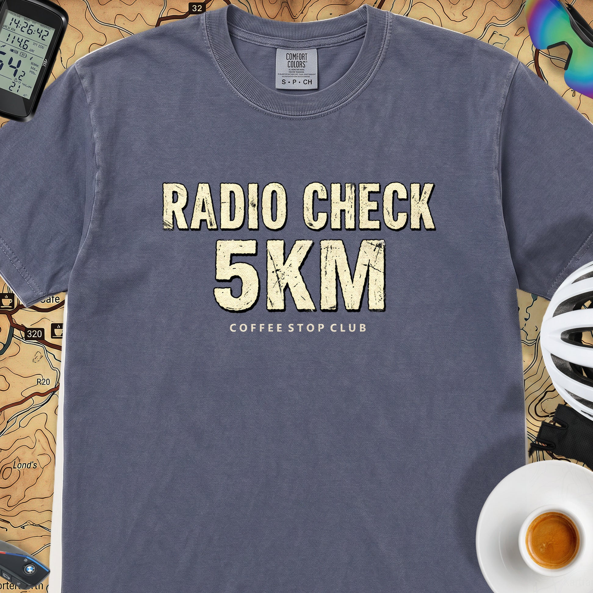 Radio Check 5Km Tour T‑Shirt — Denim