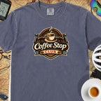 Vintage Coffee Stop Club T‑Shirt — Denim