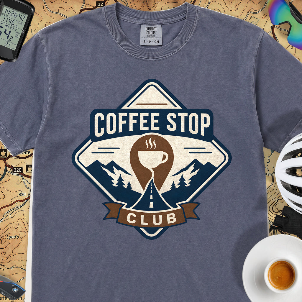 The Coffee Stop Club T‑Shirt — Denim