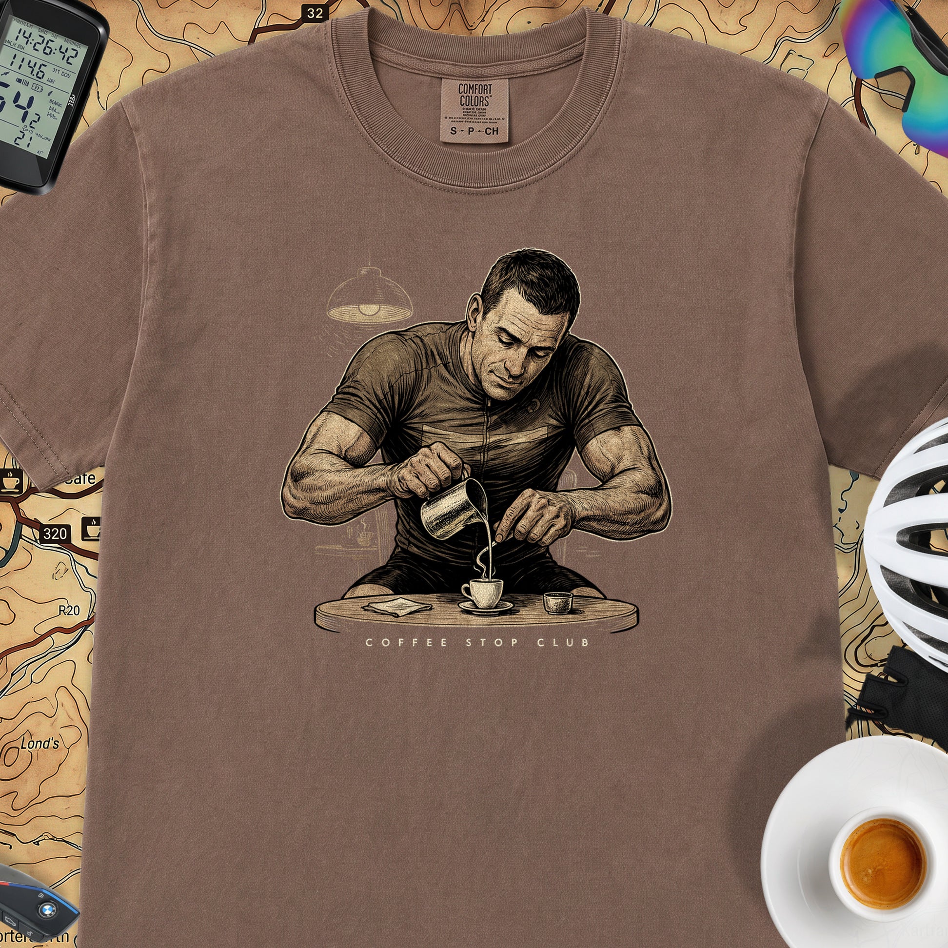 Espresso Stop Cycling T-Shirt — Espresso
