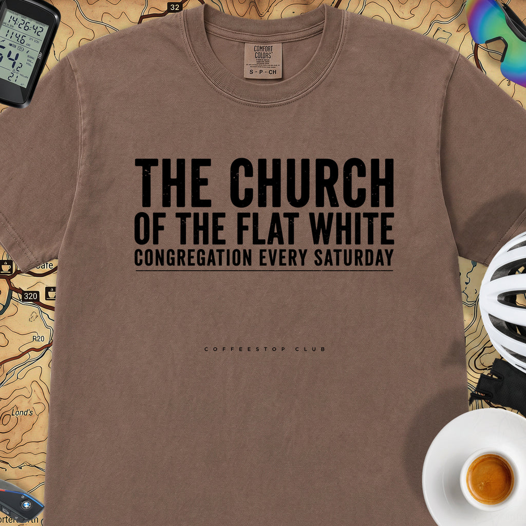 Church of the Flat White T‑Shirt — Espresso