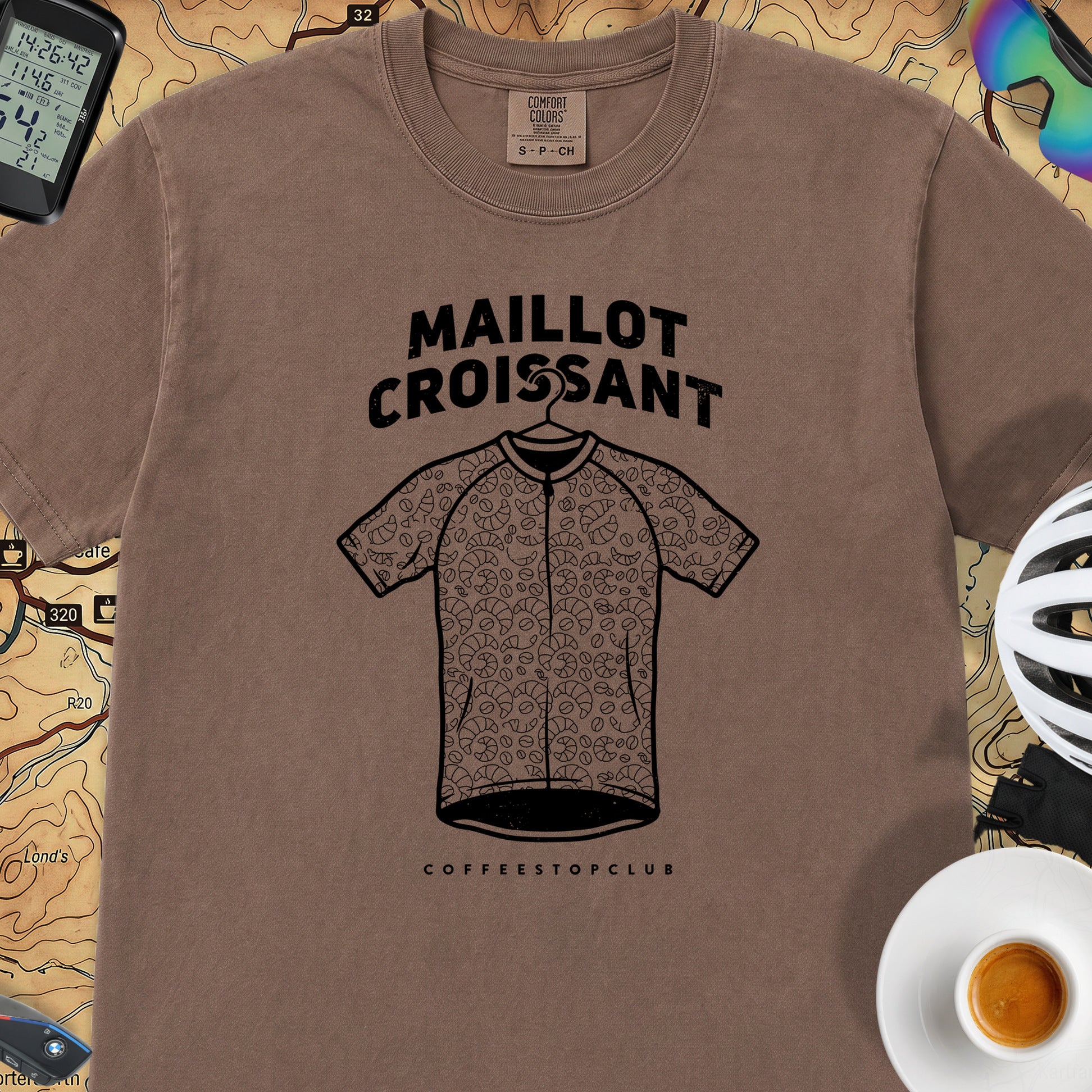 Maillot Croissant Cyclist T-Shirt — Espresso