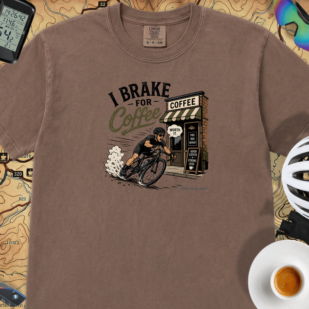 I Brake For Coffee T-Shirt — Espresso