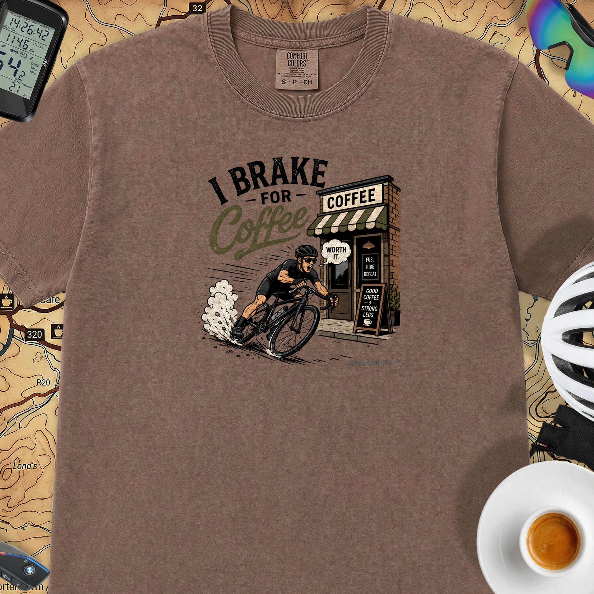 I Brake For Coffee T-Shirt — Espresso