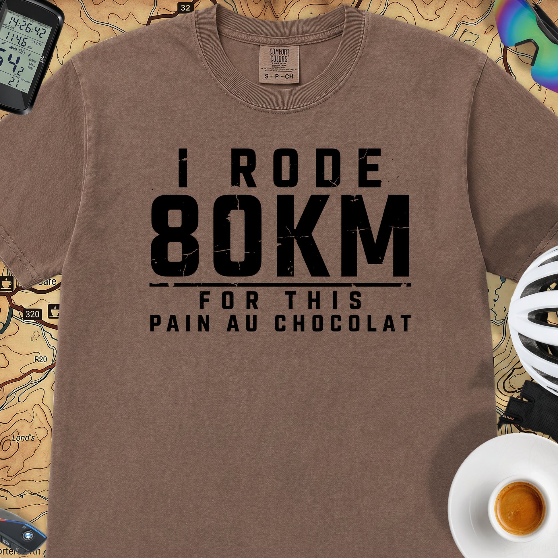 I Rode 800km For a Pain au Chocolat T‑Shirt — Espresso