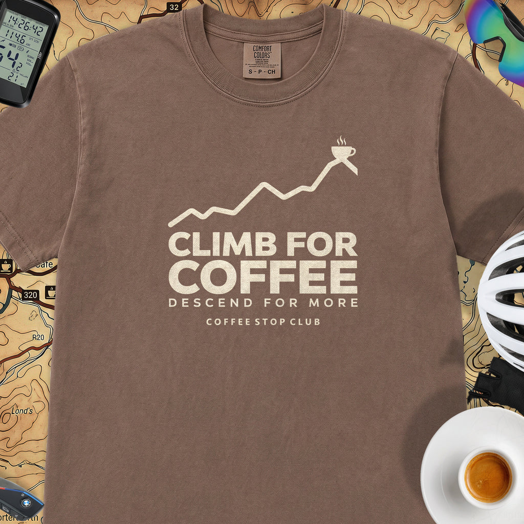 Climb For Coffee T‑Shirt — Espresso
