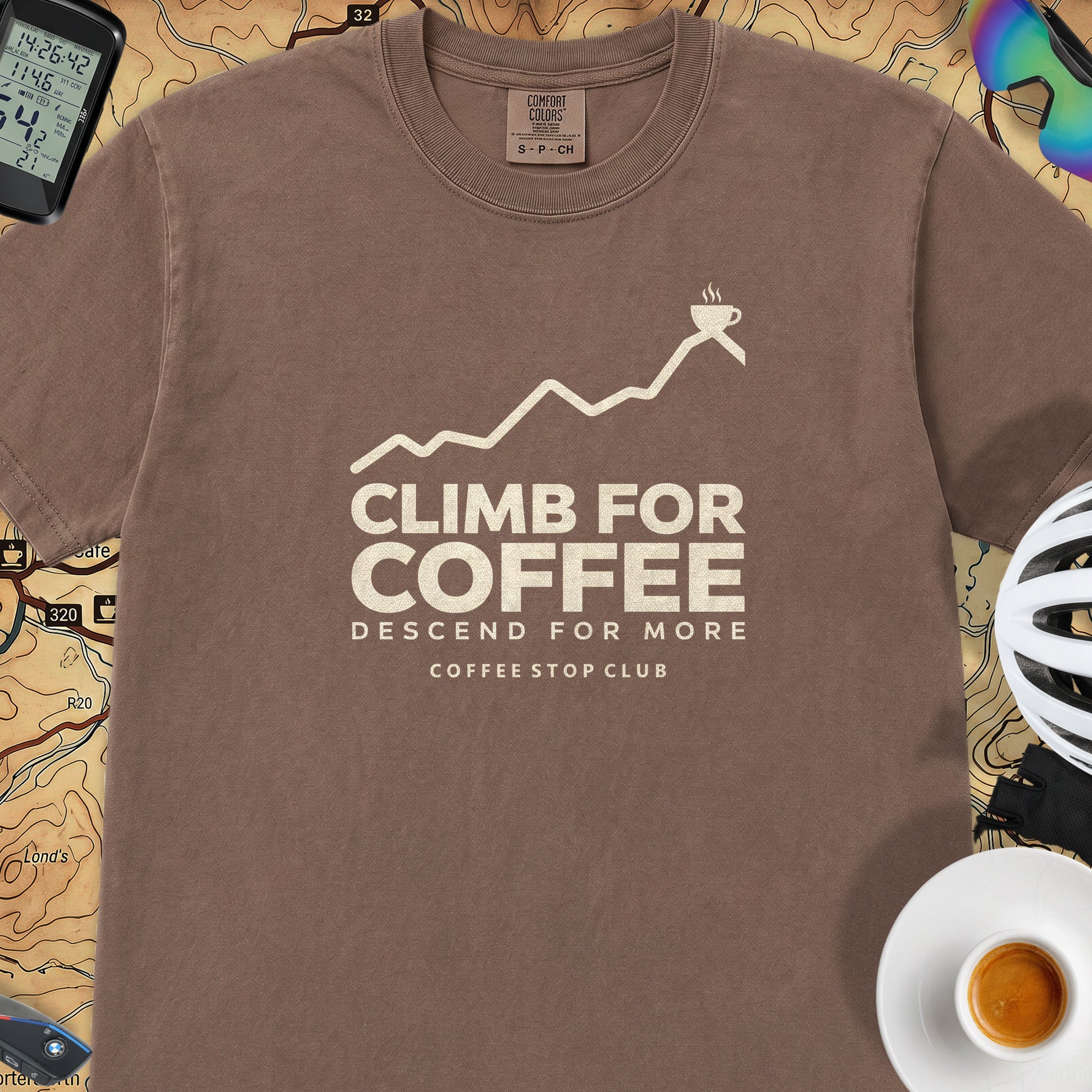 Climb For Coffee T‑Shirt — Espresso