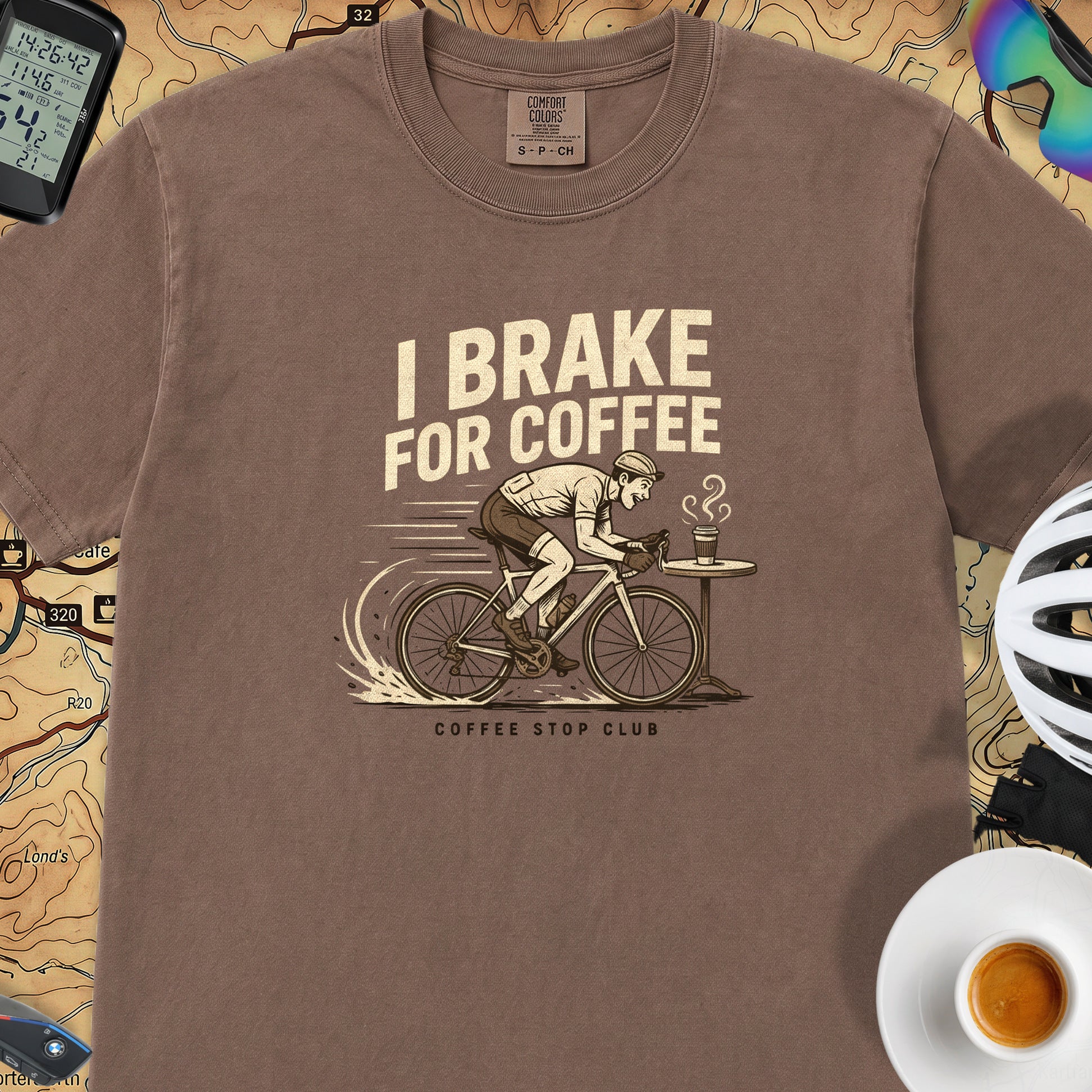 I Brake For Coffee  T-Shirt — Espresso