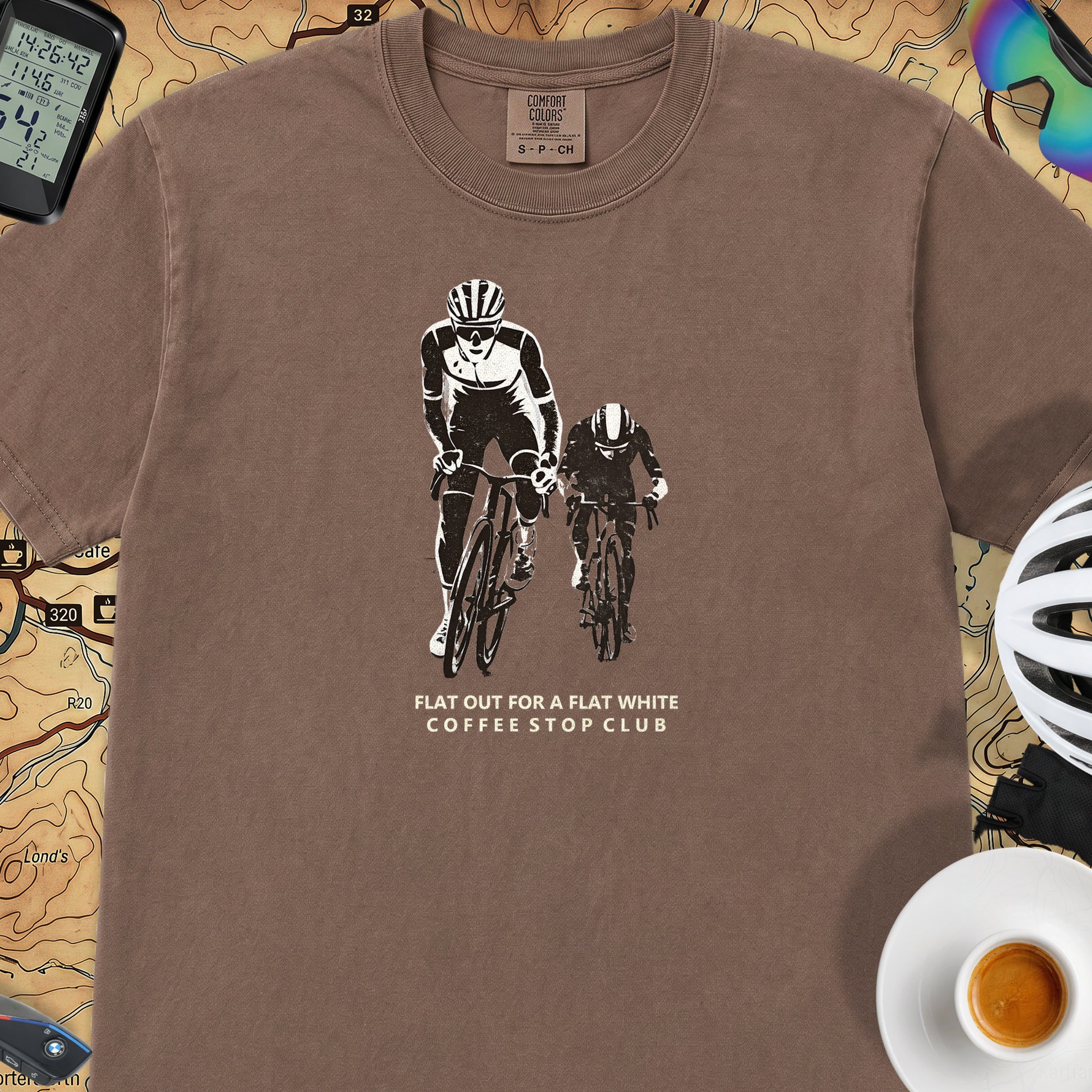 Flat Out 4 Flat White T-Shirt — Espresso