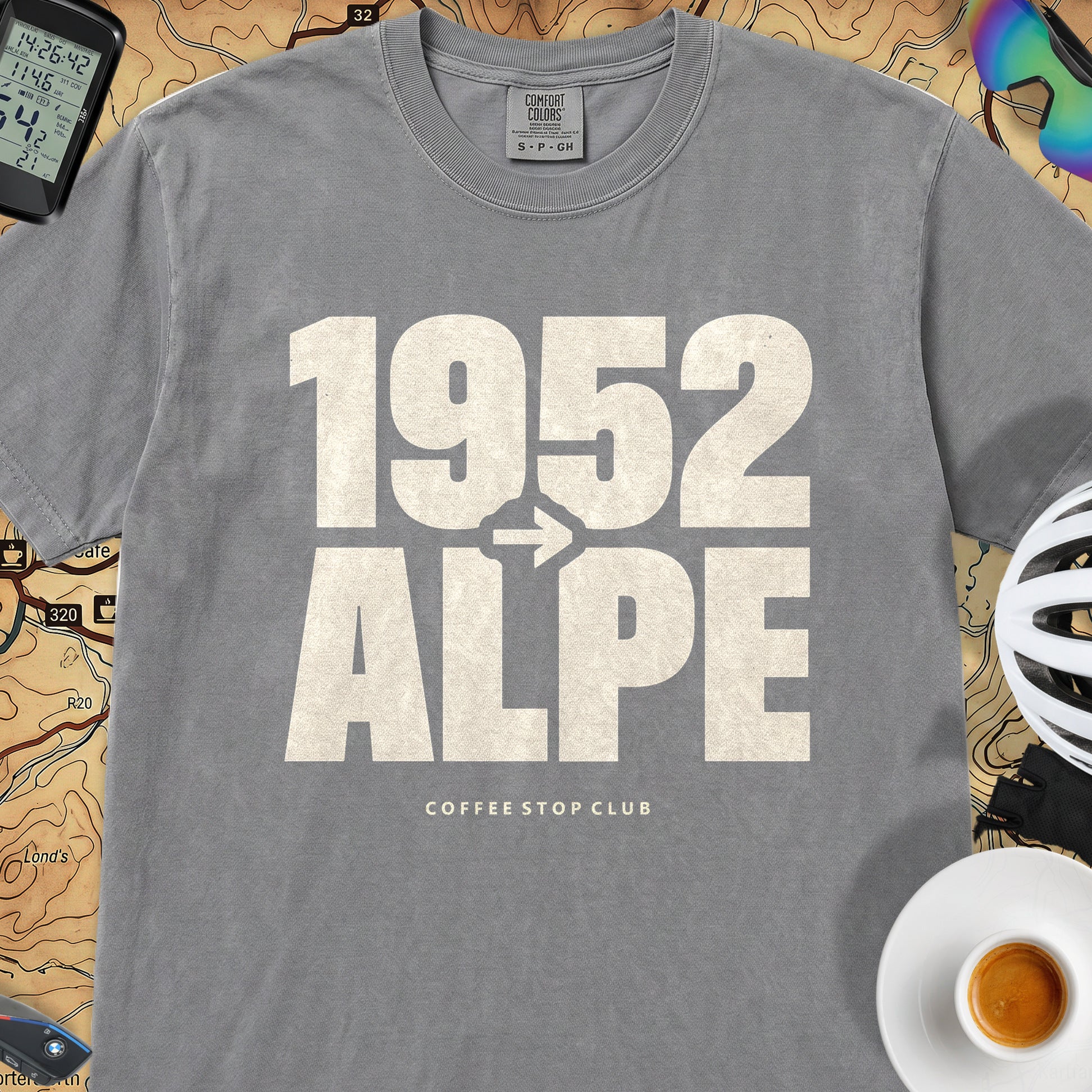 1952 --> l'Alpe Tour T‑Shirt — Granite